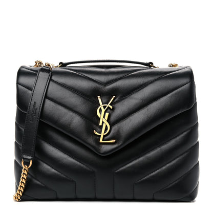 Saint Laurent Calfskin Y Quilted Monogram Small Loulou Chain Satchel Black 1 of 11
