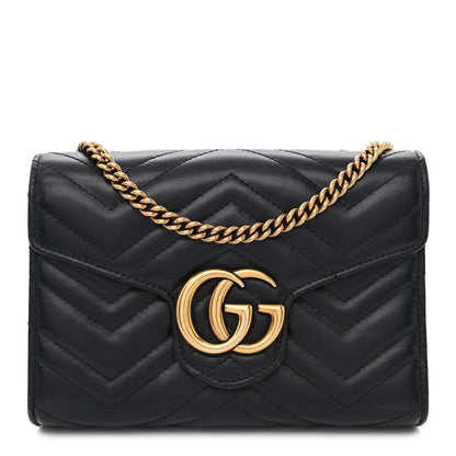 Gucci Calfskin Matelasse GG Marmont Chain Wallet Black 1 of 13