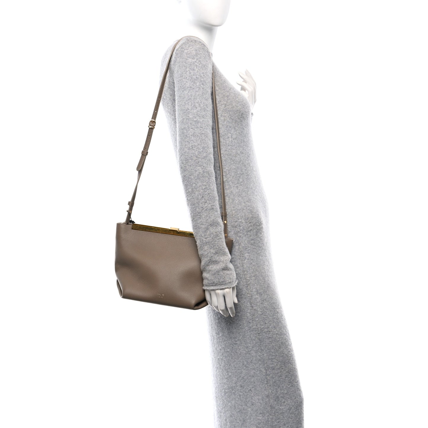 Pebbled Calfskin Augusta Crossbody Taupe