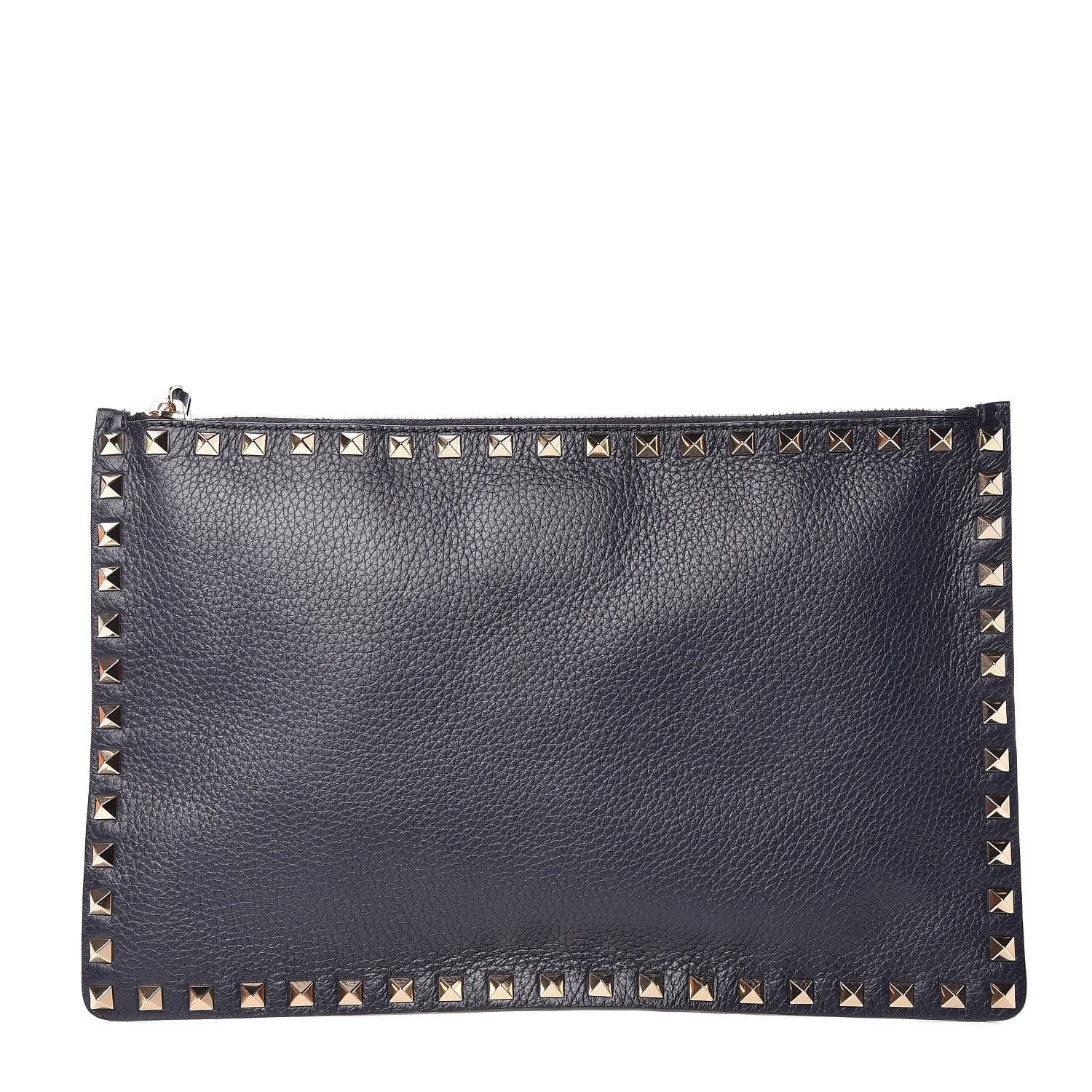 Valentino Garavani Grained Calfskin Large Rockstud Zip Pouch Marine 1 of 9