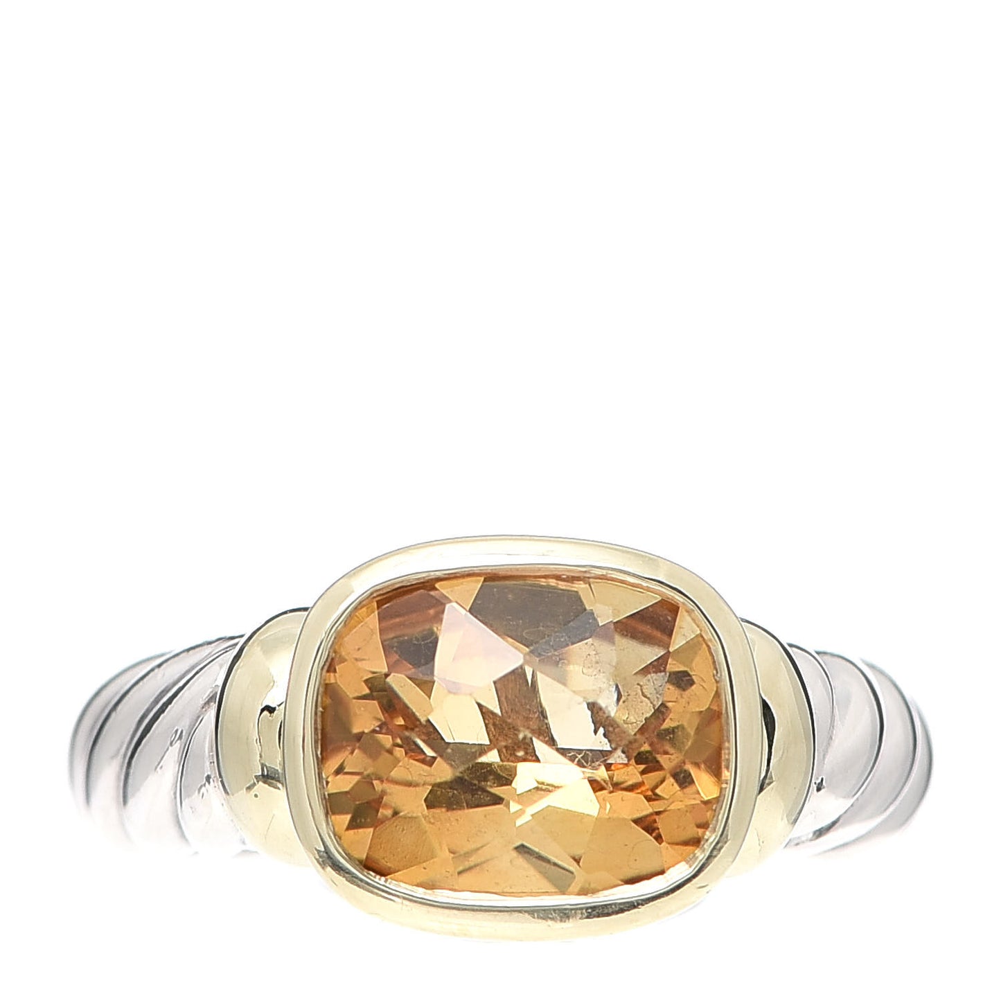 Sterling Silver 14K Yellow Gold Citrine 10mm Noblesse Ring 53 6.25