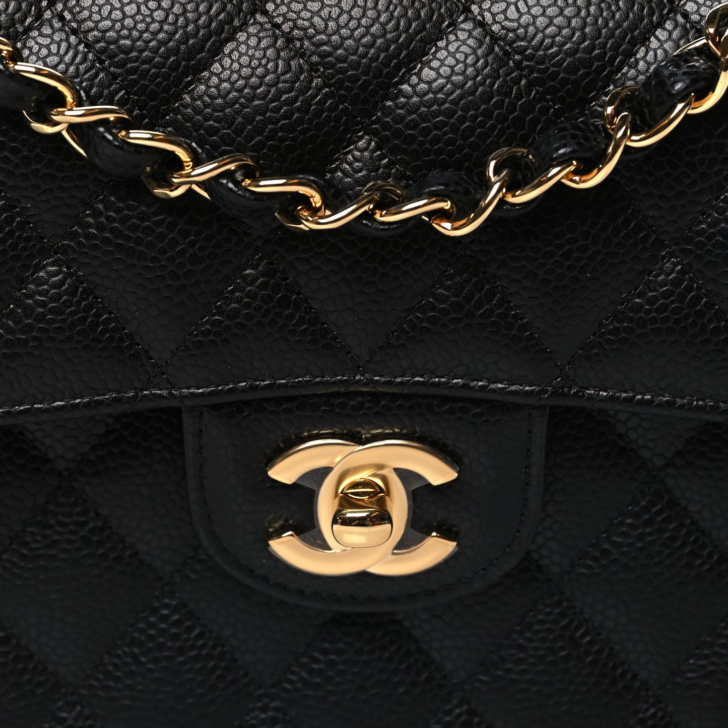Caviar Quilted Small Double Flap Black