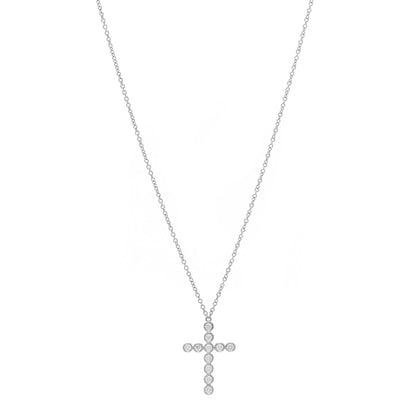 Tiffany Platinum Diamond Bezel Set Cross Pendant Necklace 1 of 6