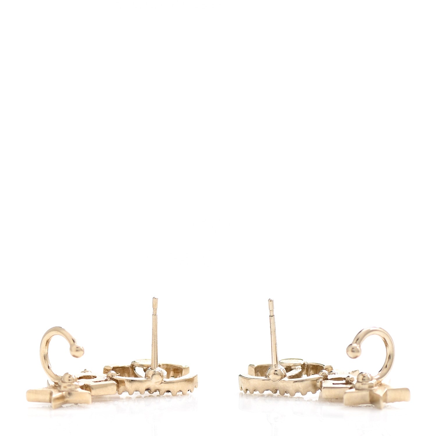 Chanel Crystal Star 5 CC Earrings Gold 3 of 5