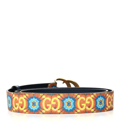 Gucci GG Supreme Monogram Kaleidoscope Double G 30mm Belt 90 36 Blue Orange Multicolor Blue Agata 2 of 6