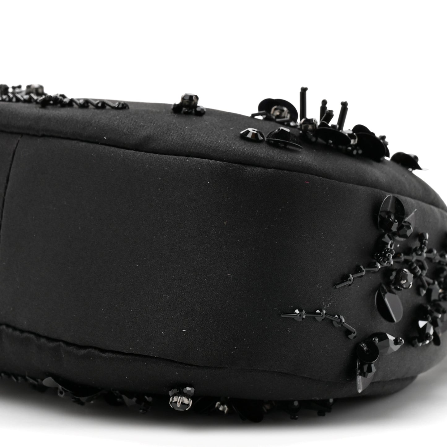 Silk Duchesse Embroidered Mini Wander Hobo Black