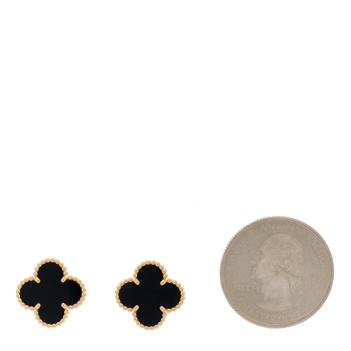 18K Yellow Gold Black Onyx Vintage Alhambra Earrings