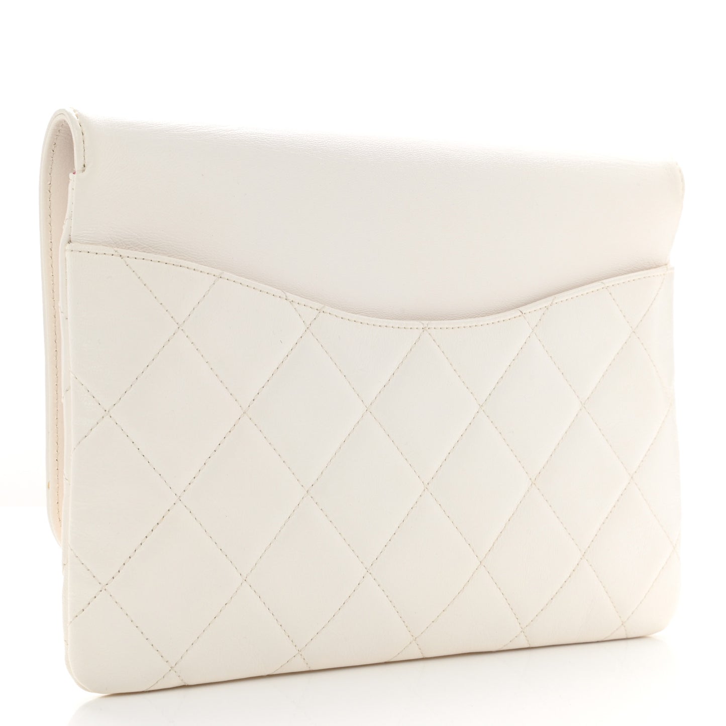 Goatskin Quilted Timeless CC Clutch White