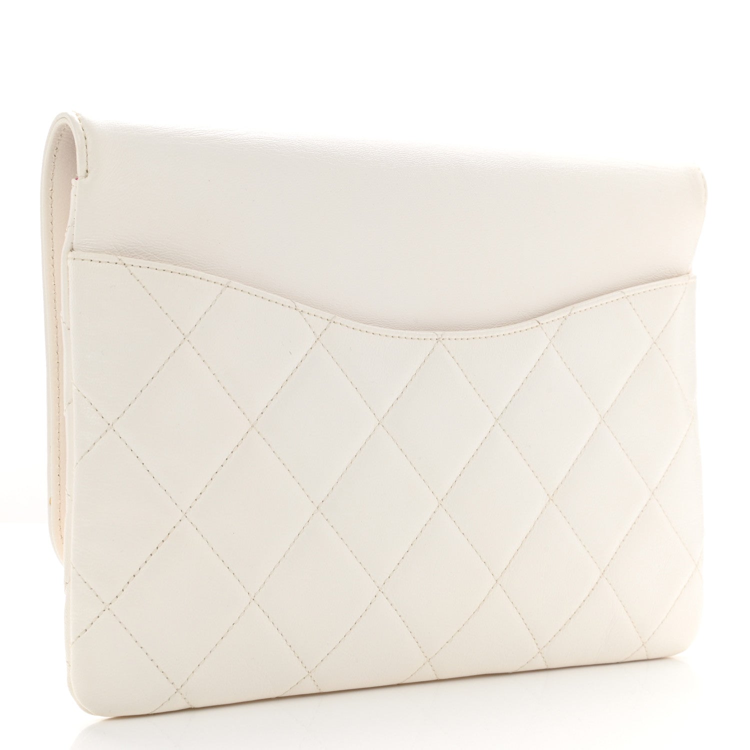 Chanel Goatskin Quilted Timeless CC Clutch White 3 of 8