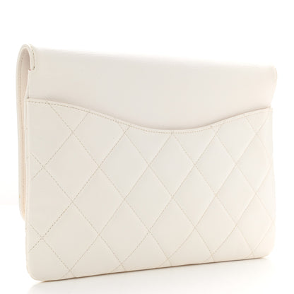 Chanel Goatskin Quilted Timeless CC Clutch White 3 of 8