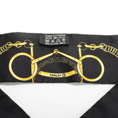 Hermes Silk Eperon D'Or Twilly Noir Jaune D'Or Tabac 3 of 5