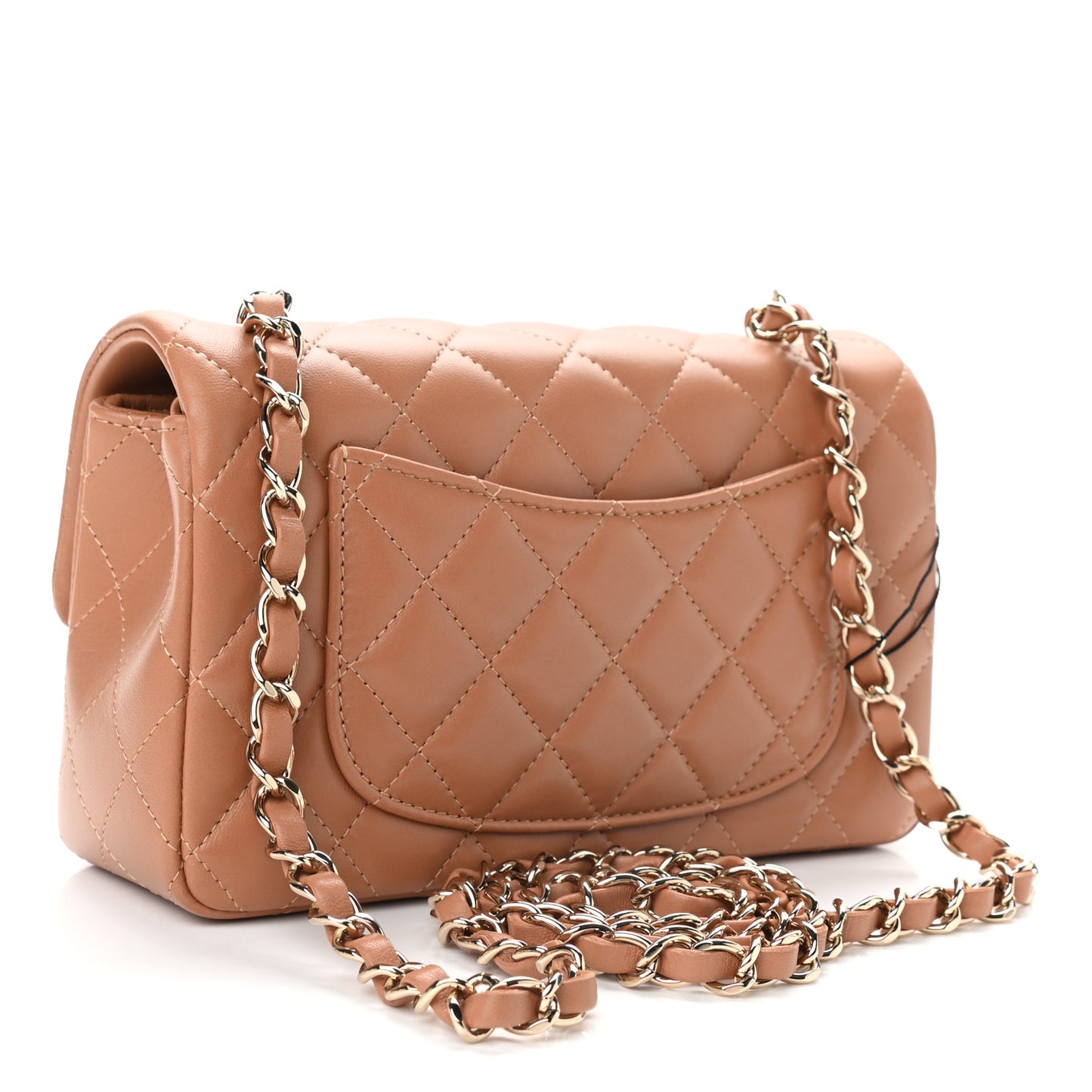 Lambskin Quilted Mini Rectangular Flap Brown
