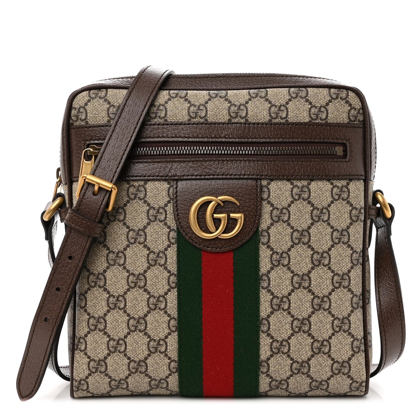 GG Supreme Monogram Web Small Ophidia Messenger Bag Brown