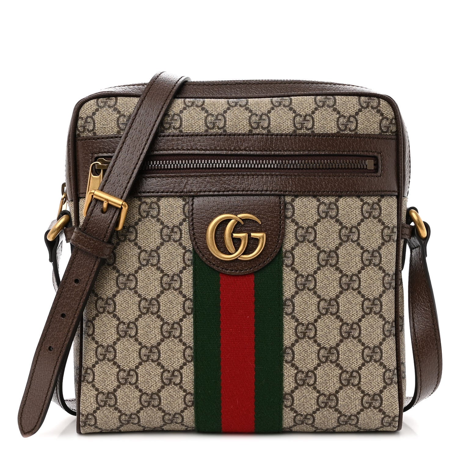 Gucci GG Supreme Monogram Web Small Ophidia Messenger Bag Brown 1 of 9