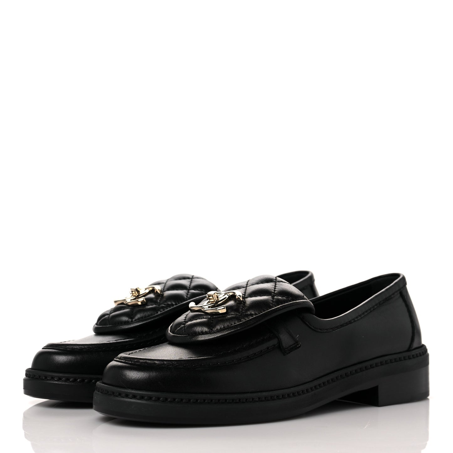 Lambskin Quilted CC Turnlock Loafers 35 Black
