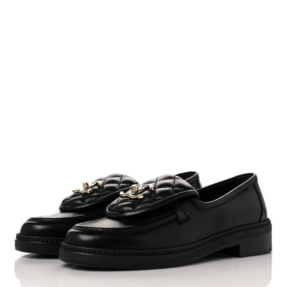 Chanel Lambskin Quilted CC Turnlock Loafers 35 Black 3 of 9