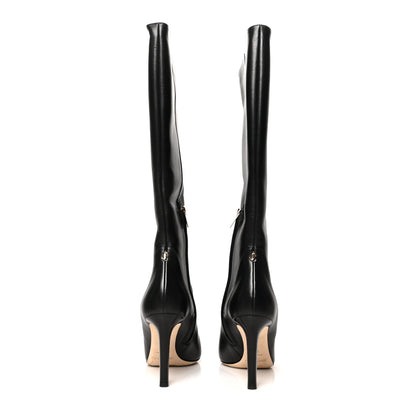 Jimmy Choo Shiny Calfskin Tempe 85 Knee High Boots 39.5 Black 5 of 7