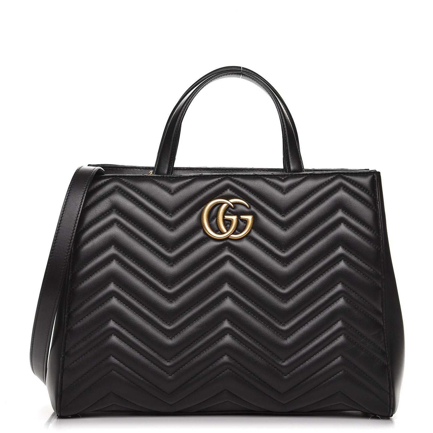 Calfskin Matelasse Medium GG Marmont Tote Black