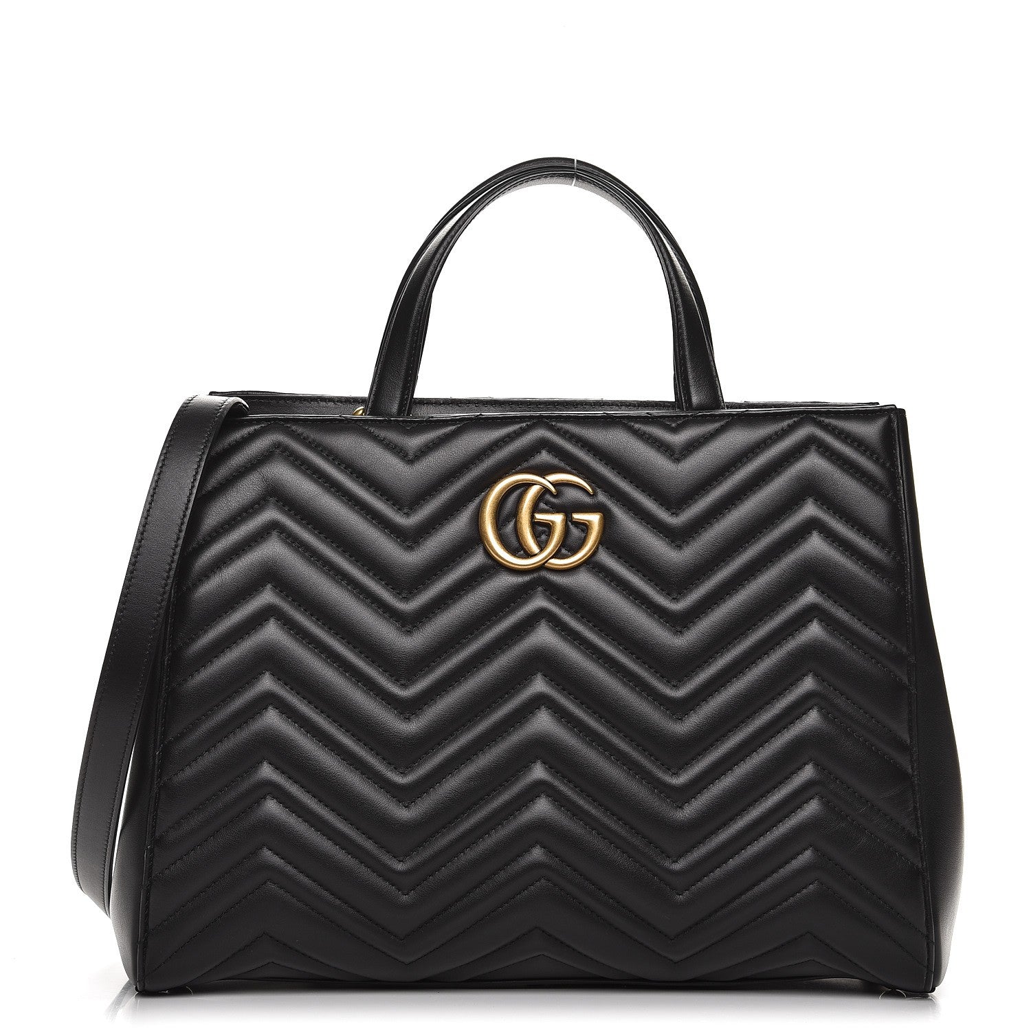 Gucci Calfskin Matelasse Medium GG Marmont Tote Black 1 of 11