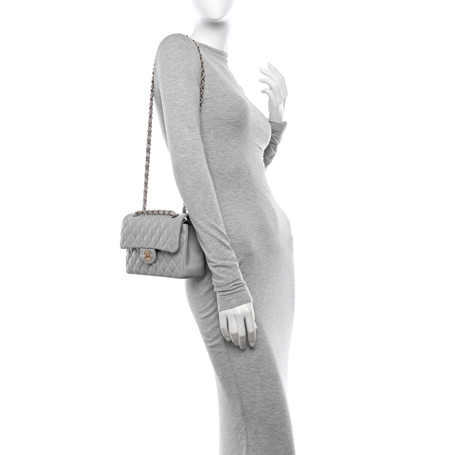 Chanel Caviar Quilted Small Double Flap Grey 2 of 11