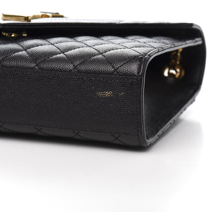 Saint Laurent Grain De Poudre Textured Mixed Matelasse Triquilt Medium Monogram Satchel Black 10 of 13
