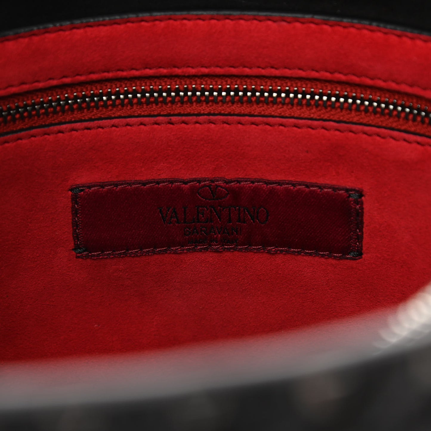 Craquele Nappa Rockstud Spike Shoulder Tote Black