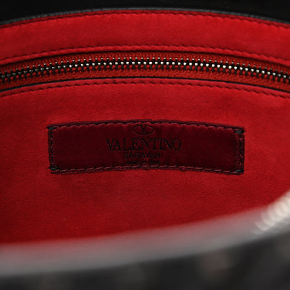 Valentino Garavani Craquele Nappa Rockstud Spike Shoulder Tote Black 6 of 9