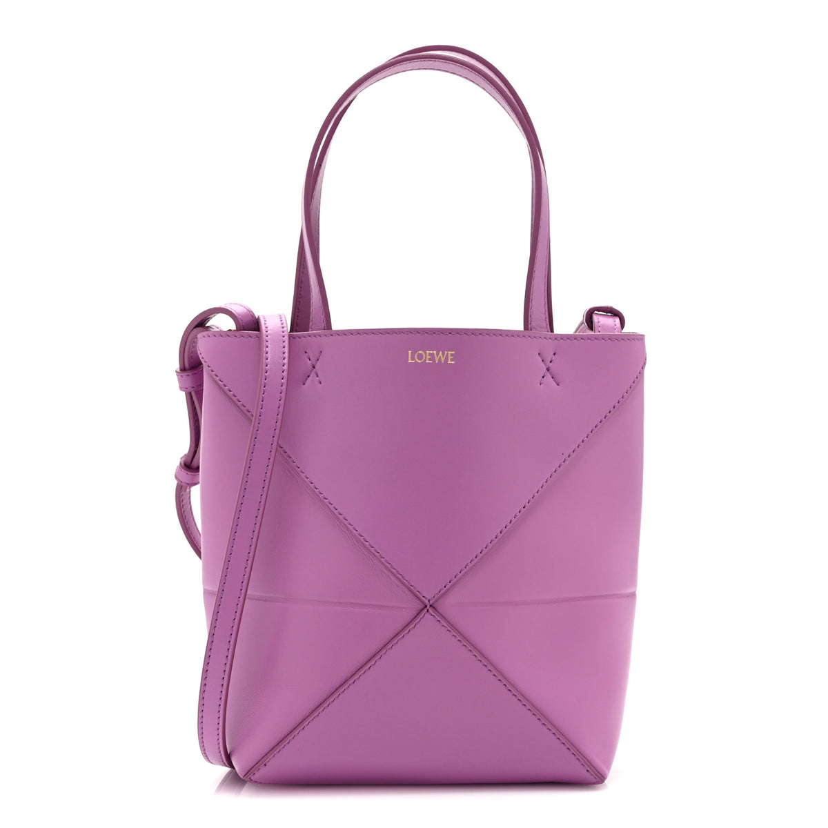 Loewe Shiny Calfskin Mini Puzzle Fold Tote Rockrose 1 of 10