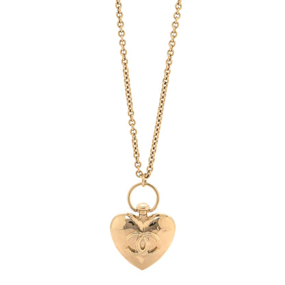 Chanel Metal CC Heart Locket Necklace Gold 1 of 5