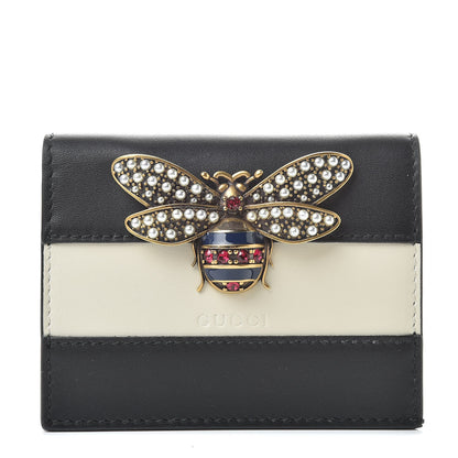 Gucci Calfskin Queen Margaret Card Case Wallet Black Mystic White 1 of 9