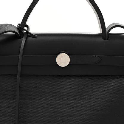 Hermes Toile H Berline Vache Hunter Herbag Zip PM 31 Black Ecru 9 of 13