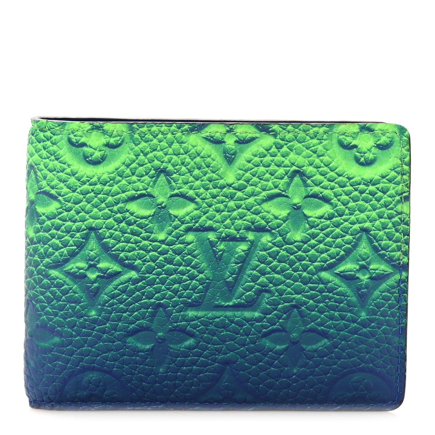 Taurillon Illusion Slender Wallet Bleu Vert