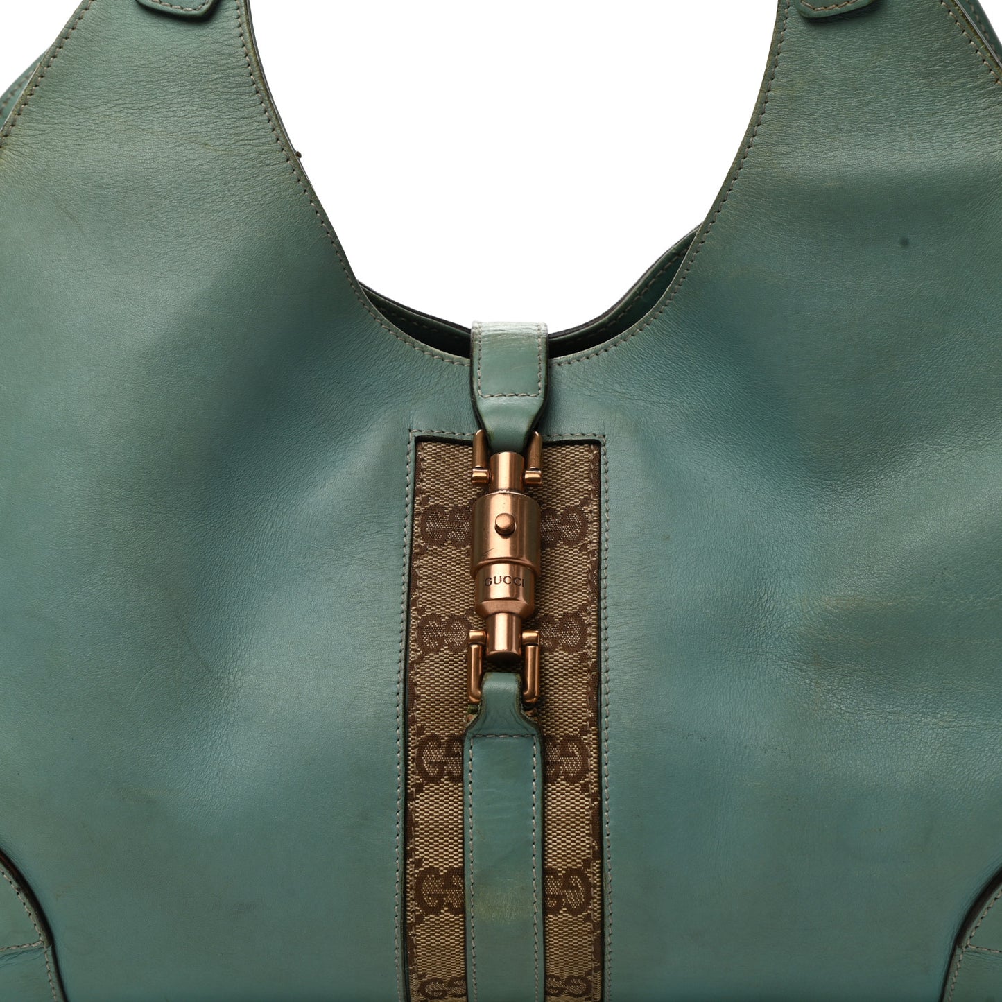 Calfskin Monogram Web Bardot Turquoise