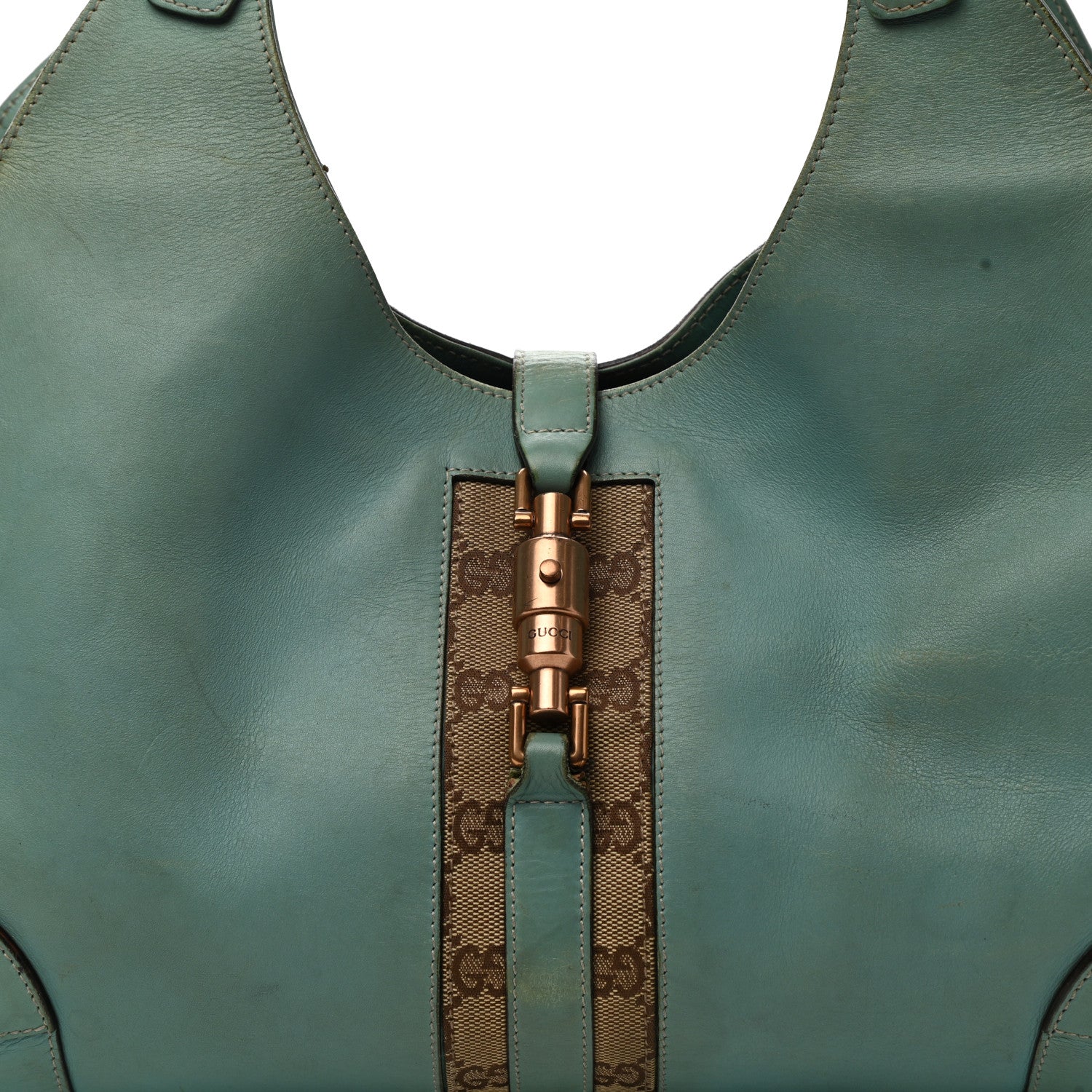 Gucci Calfskin Monogram Web Bardot Turquoise 7 of 19