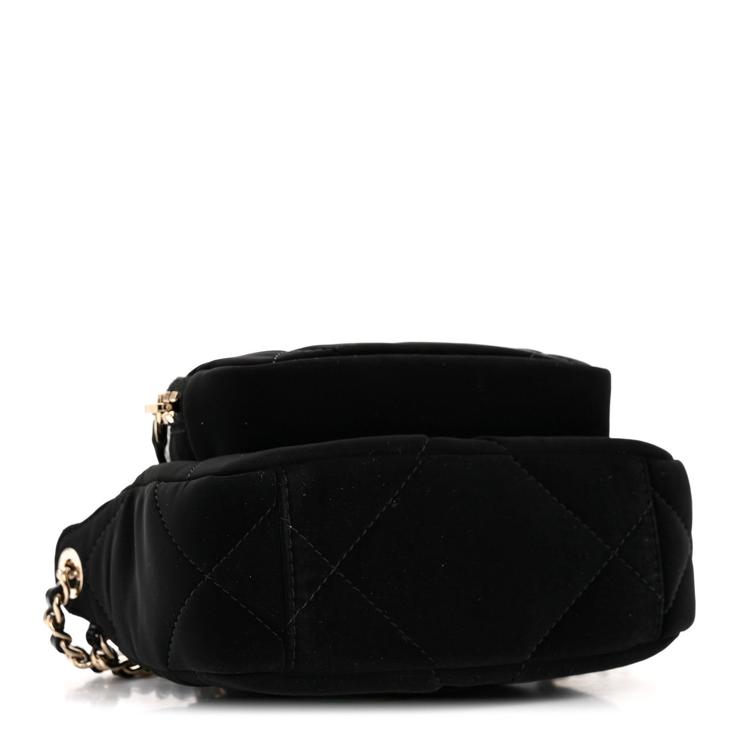 Chanel Velvet Effect Nylon Shiny Crumpled Calfskin Mini Quilted Chanel 25 Clutch With Chain Black 5 of 11