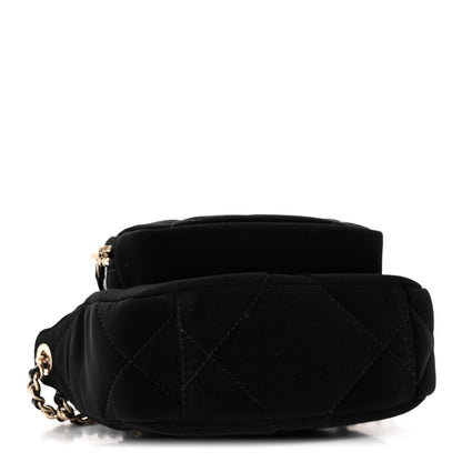 Chanel Velvet Effect Nylon Shiny Crumpled Calfskin Mini Quilted Chanel 25 Clutch With Chain Black 5 of 11