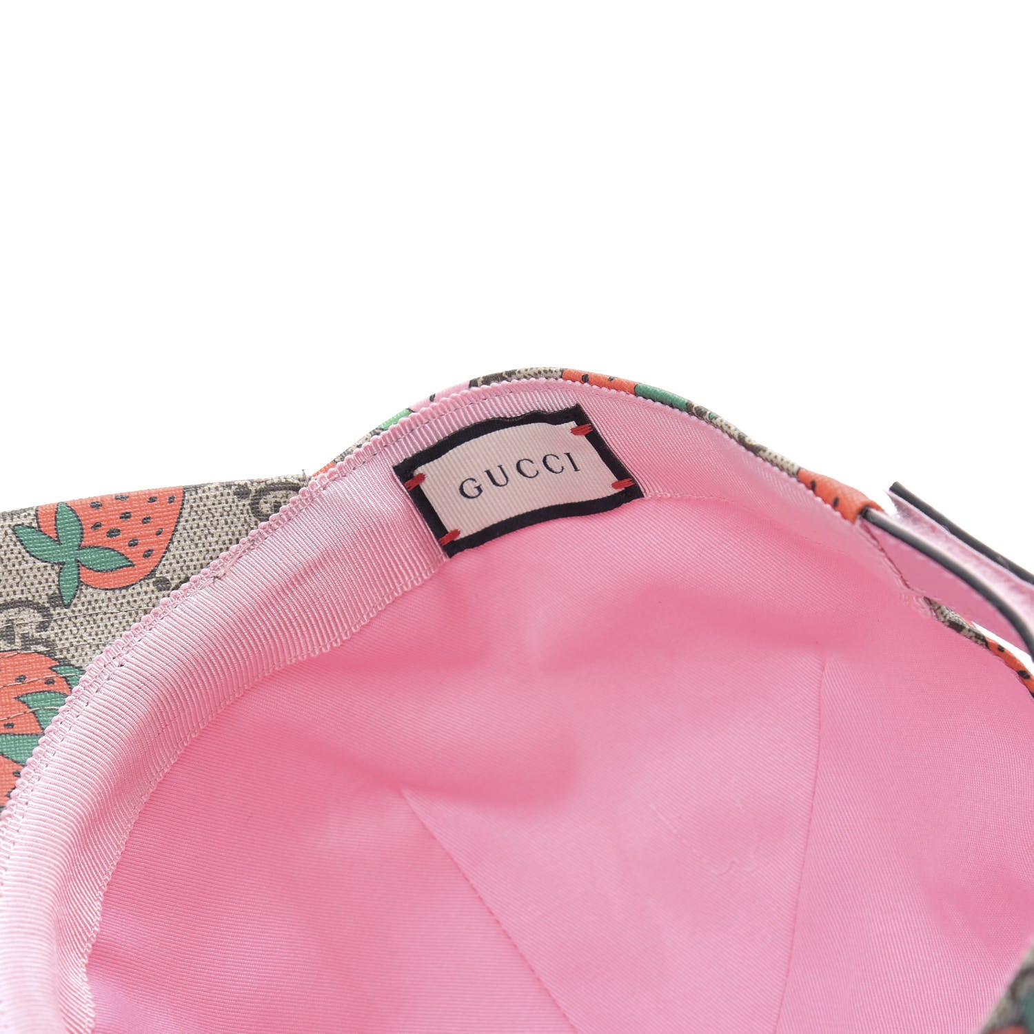 Gucci GG Supreme Monogram Strawberry Baseball Hat 56 Beige 7 of 8