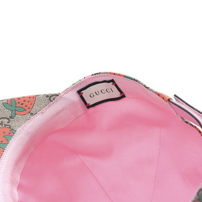 Gucci GG Supreme Monogram Strawberry Baseball Hat 56 Beige 7 of 8