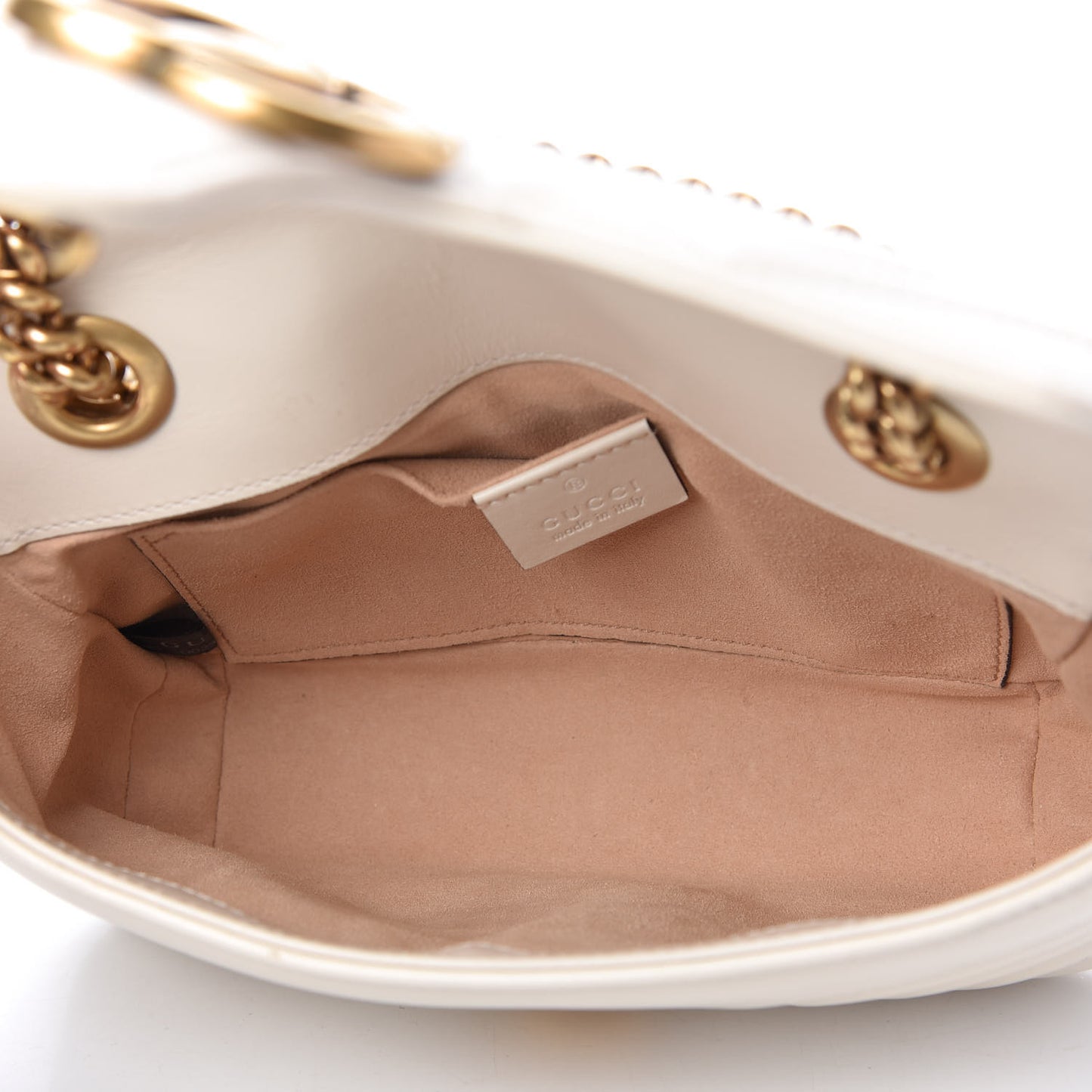 Calfskin Matelasse Mini GG Marmont Shoulder Bag White