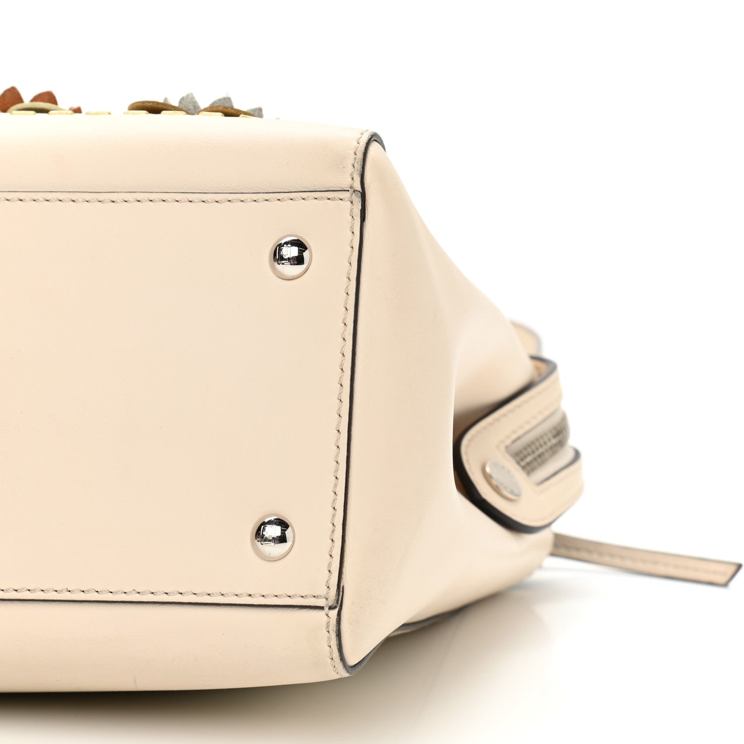 Fendi Vitello Baltico Flowerland Studded Dotcom Satchel Camelia Multicolor 11 of 14