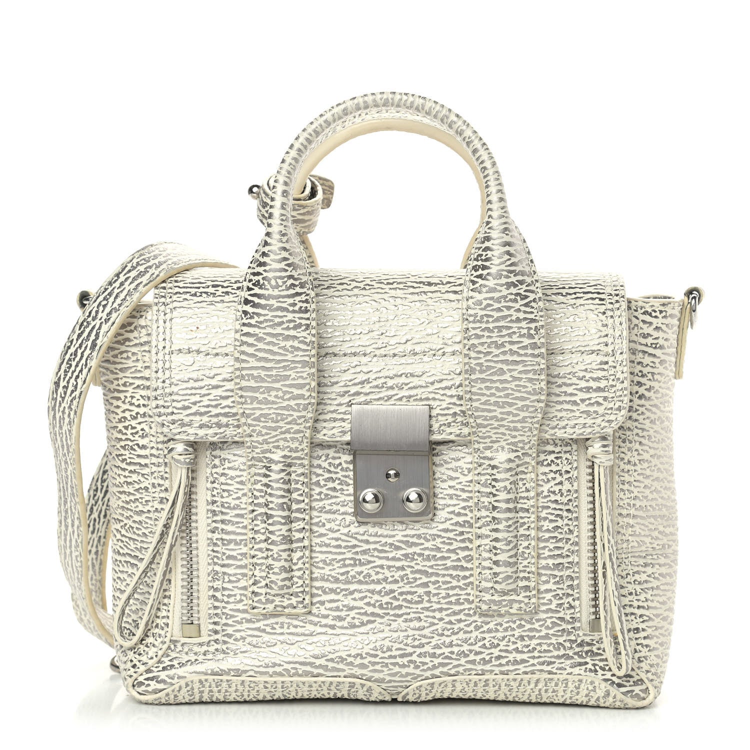 3.1 Phillip Lim Textured Calfskin Mini Pashli Satchel Silver White 1 of 13