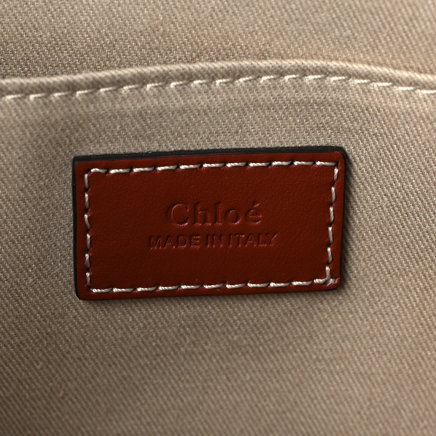 Chloe Cotton Calfskin Large Woody Ribbon Tote White Brown 6 of 7