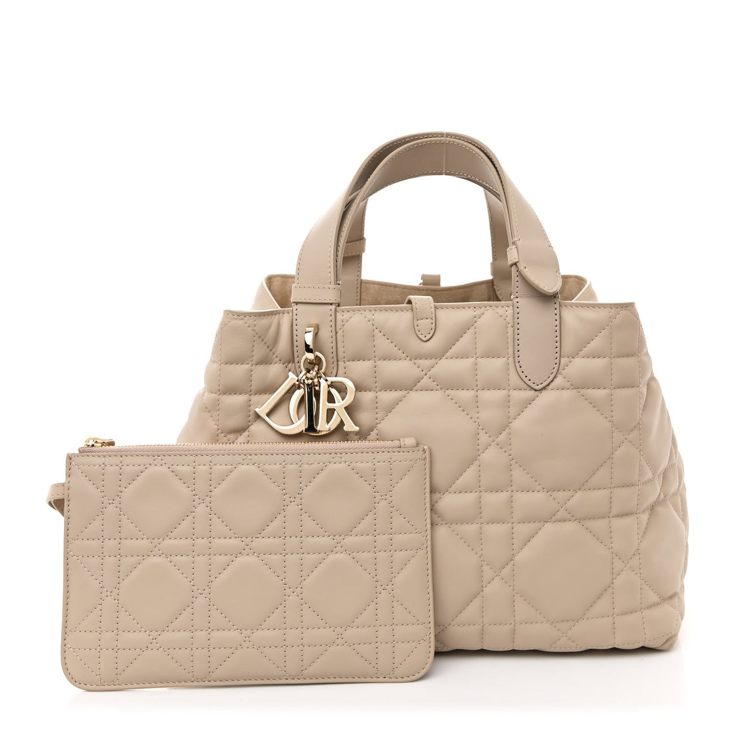 Calfskin Macrocannage Medium Toujour Powder Beige