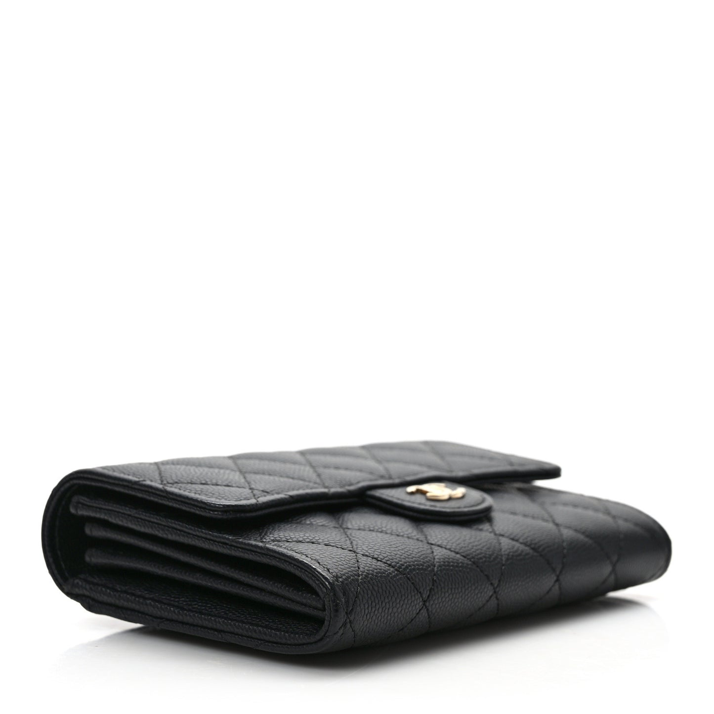 Caviar Quilted Medium Flap Wallet Black