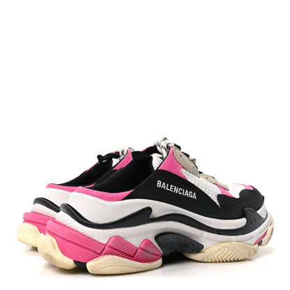 Balenciaga Fabric Mesh Womens Triple S Mule Sneakers 38 White Pink Black 5 of 9