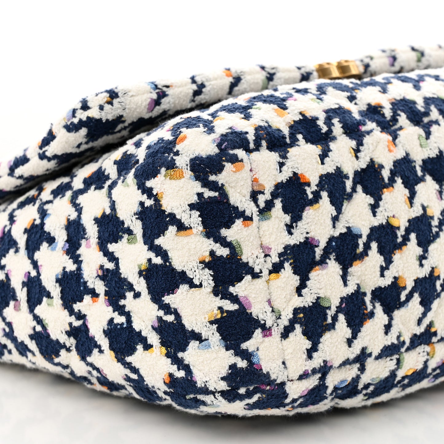 Tweed Quilted Maxi Chanel 19 Flap Ecru Navy Blue Multicolor