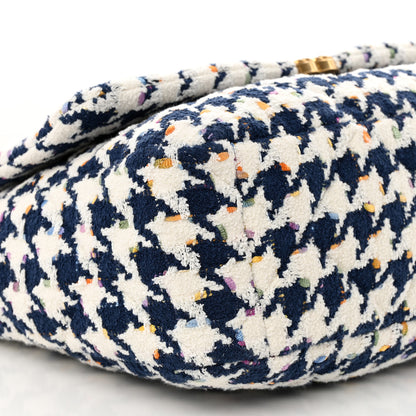 Chanel Tweed Quilted Maxi Chanel 19 Flap Ecru Navy Blue Multicolor 9 of 11