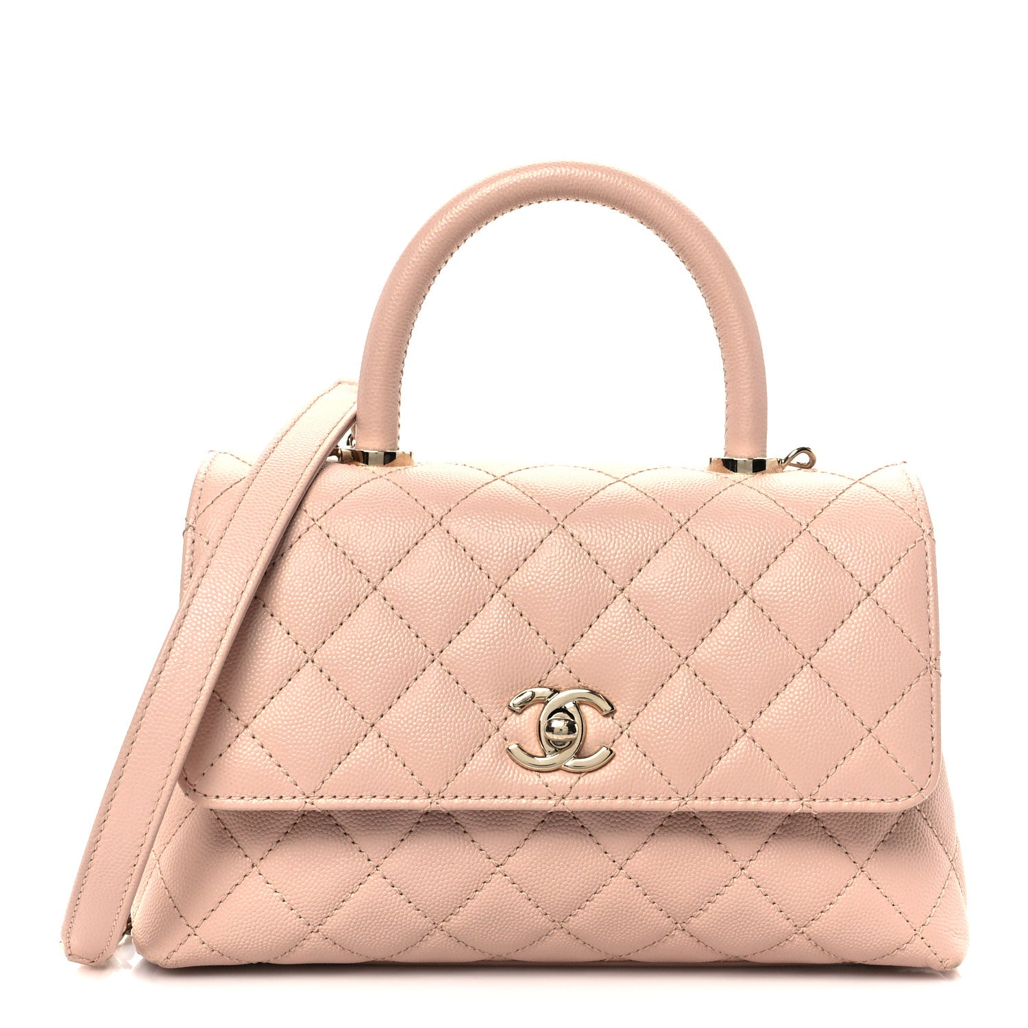 Chanel Caviar Quilted Mini Coco Handle Flap Light Pink 2 of 21