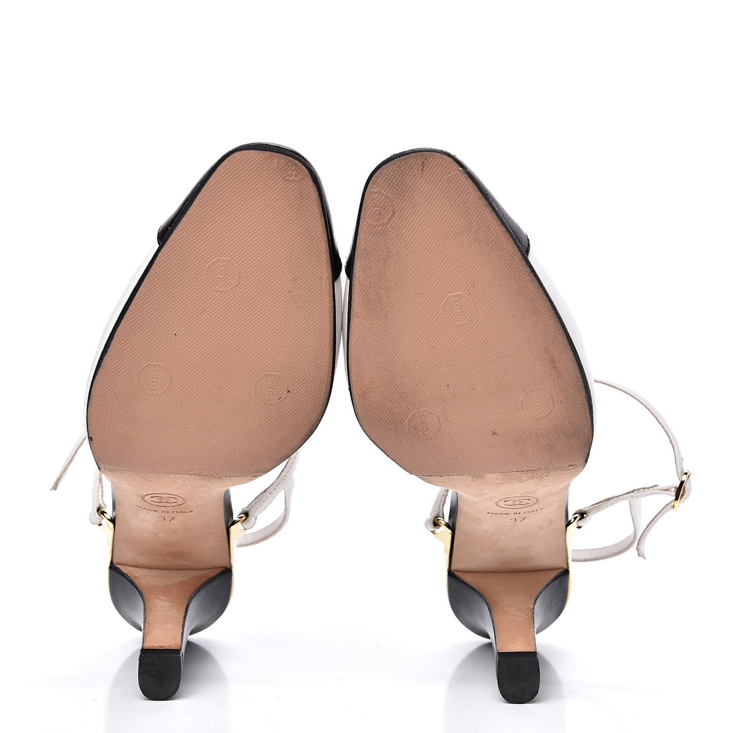 Lambskin Cap Toe CC Slingback Pumps 37 Black White