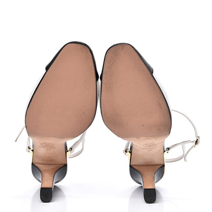 Chanel Lambskin Cap Toe CC Slingback Pumps 37 Black White 5 of 10